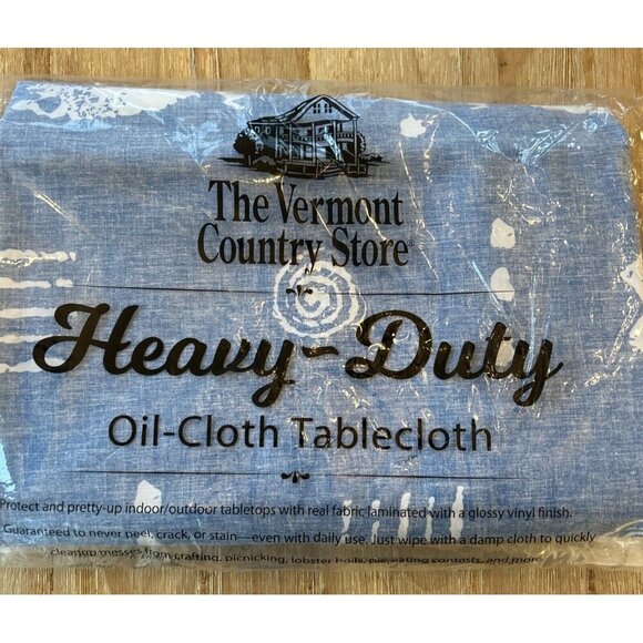 Vermont Country Store Heavy Duty Oil-Cloth Tablecloth Rock Fish Blue Oblong 90”
